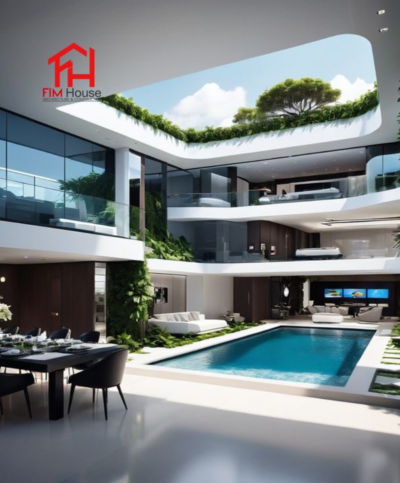 Bố trí hồ bơi và không gian sống cạnh hồ