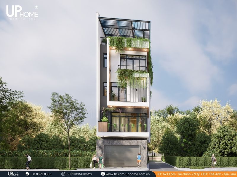 Mẫu nhà phố 6x13.5m 4.5 tầng phong cách hiện đại