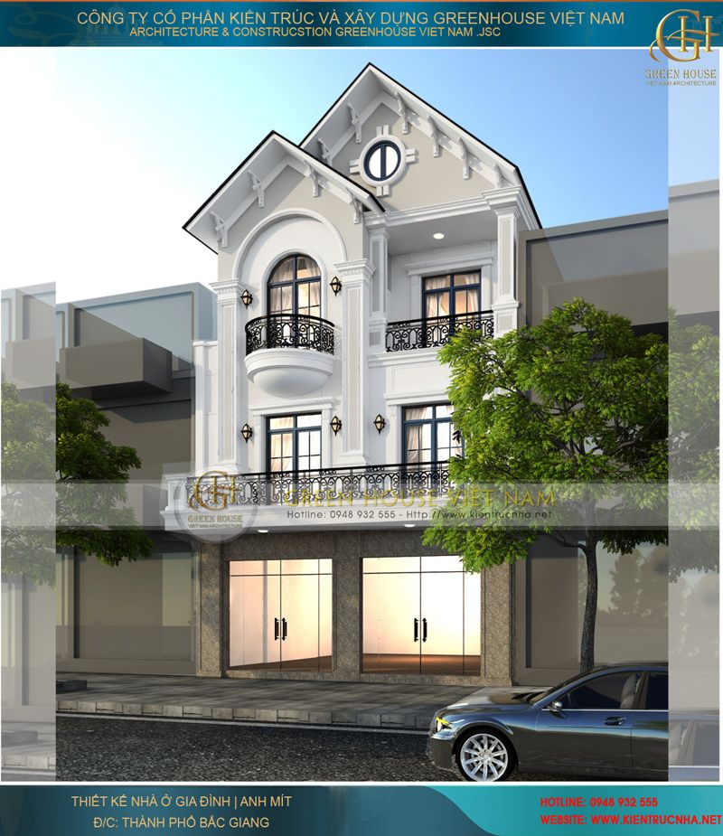 Mẫu shophouse phong cách tân cổ điển 3 tầng