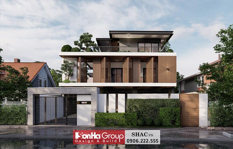 Thiết kế biệt thự hiện đại 2 tầng 1 tum