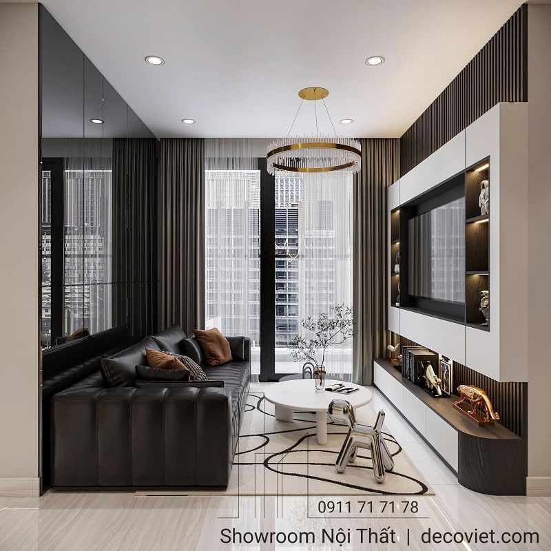 Thiết kế nội thất căn hộ 2PN+1 hiện đại, tiện nghi