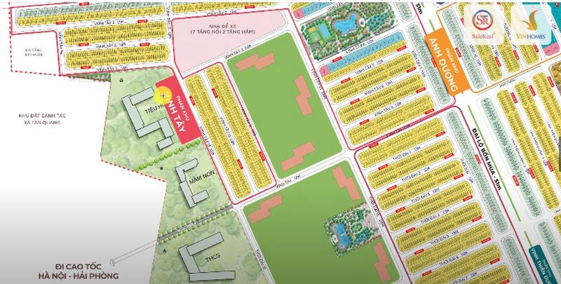 Vị trí Vinschool trong phân khu