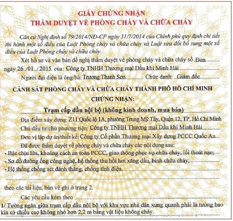 Giấy phép phòng cháy chữa cháy