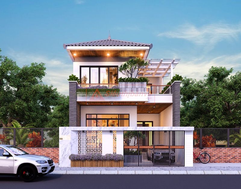 Ngoại thất nhà 2 tầng 4 phòng ngủ 100m2