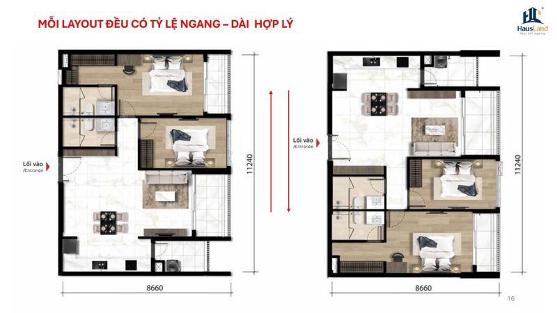 Mặt bằng căn hộ 2PN