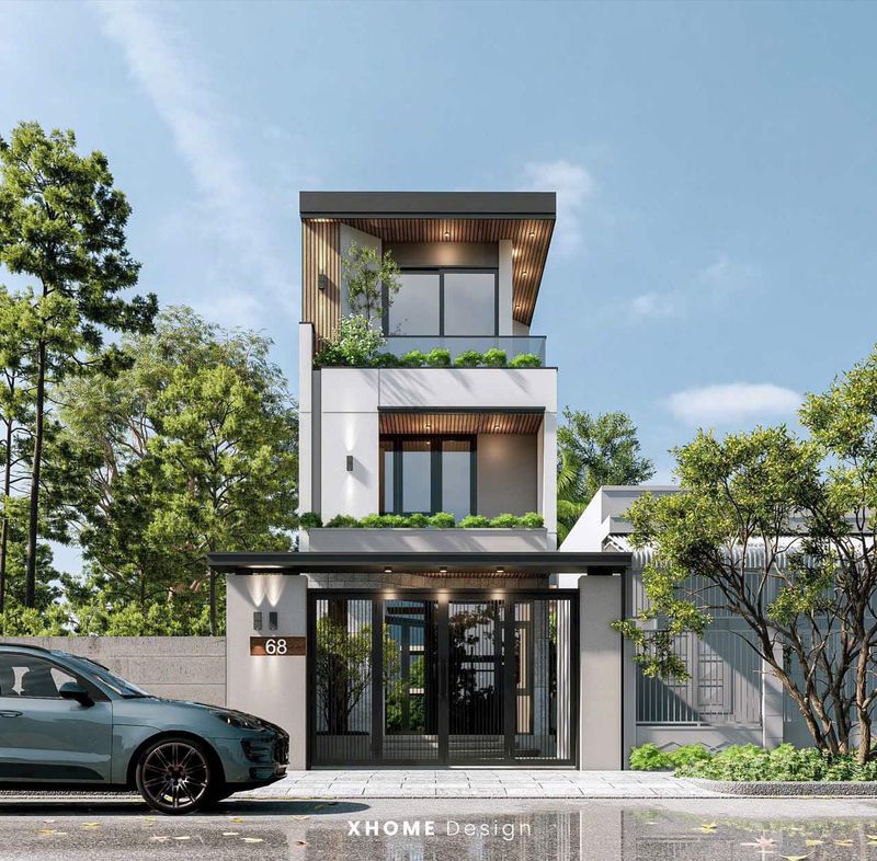Mặt tiền townhouse 3 tầng 5m