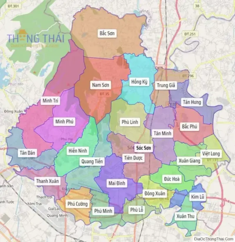 Bản đồ hành chính huyện Sóc Sơn (chi tiết)