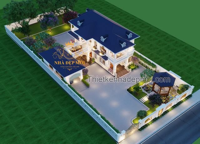 Phối cảnh biệt thự 2 tầng có gara