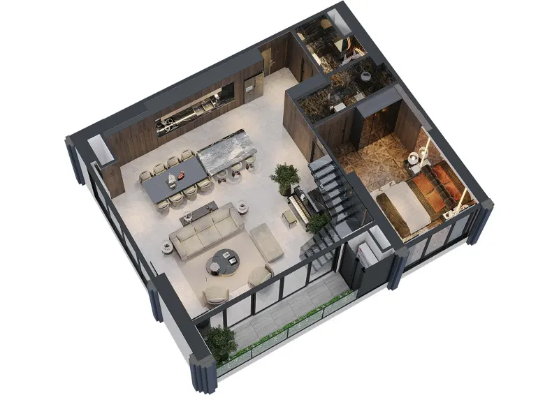 Mặt bằng tầng 2 duplex 4PN Noble Crystal Tây Hồ