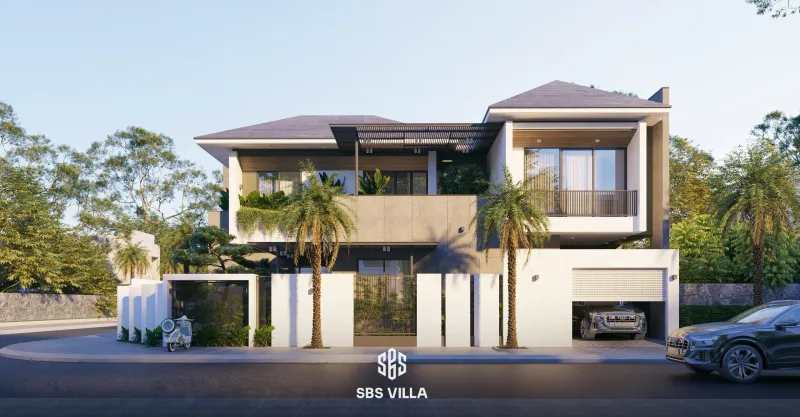 Mẫu biệt thự 2 tầng có gara (phương án vật liệu)