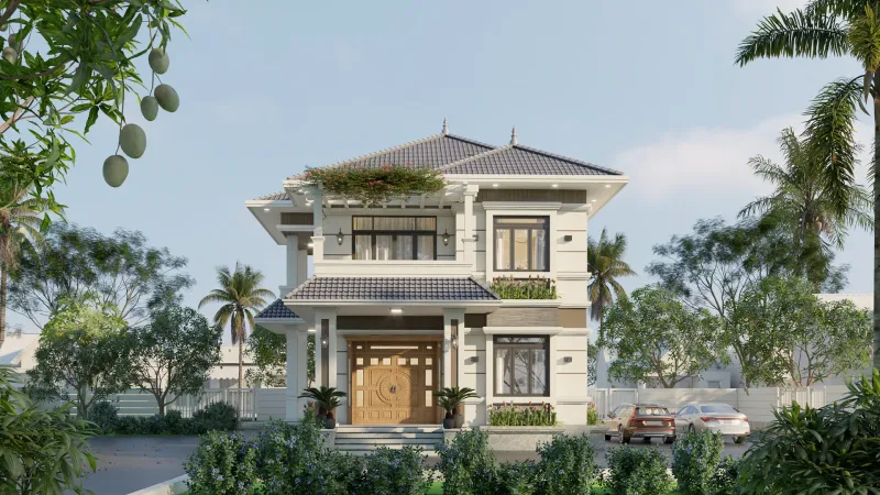 Biệt thự 2 tầng mái nhật nổi bật