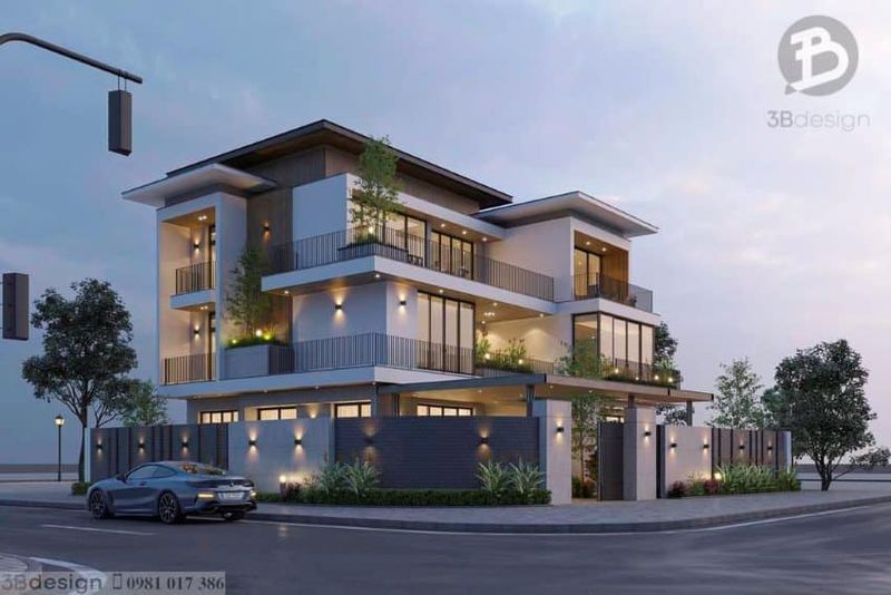 Thiết kế biệt thự 3 tầng hai mặt tiền đẹp