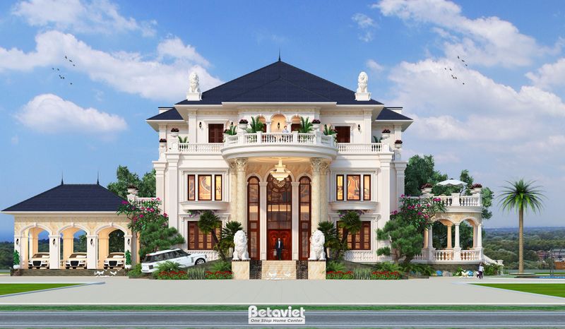 Mẫu thiết kế dinh thự 4 tầng tân cổ điển 1600m2