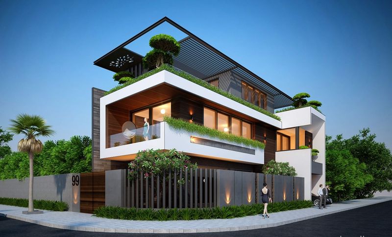 Nhà biệt thự 3 tầng hai mặt tiền - phối cảnh