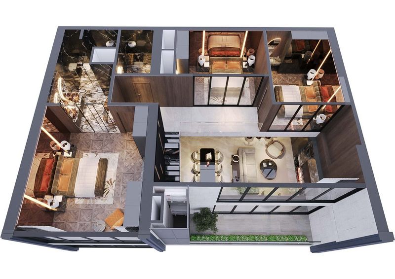 Phối cảnh mái 3D tầng duplex