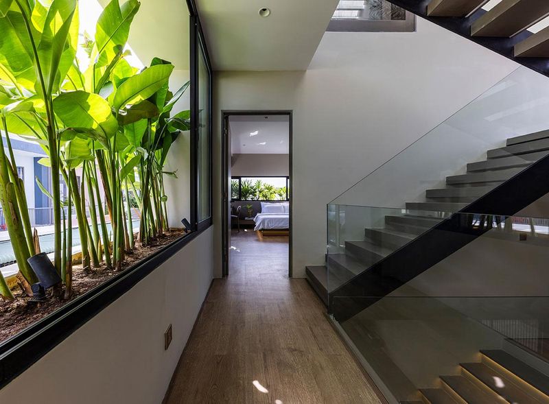 Không gian sinh hoạt mở với cây xanh