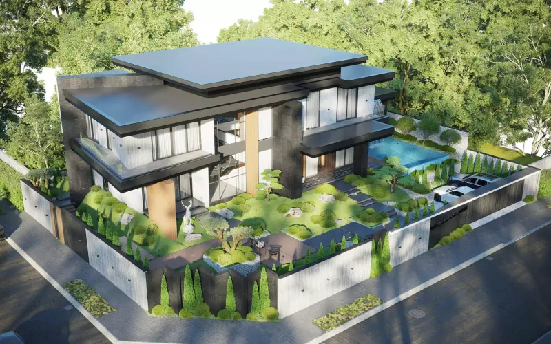 Bố trí nội thất biệt thự 400m² – không gian mở, hiện đại