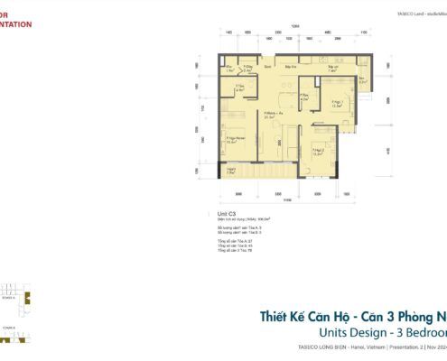 Thiết kế căn hộ 3PN làm tham khảo cho không gian đa năng