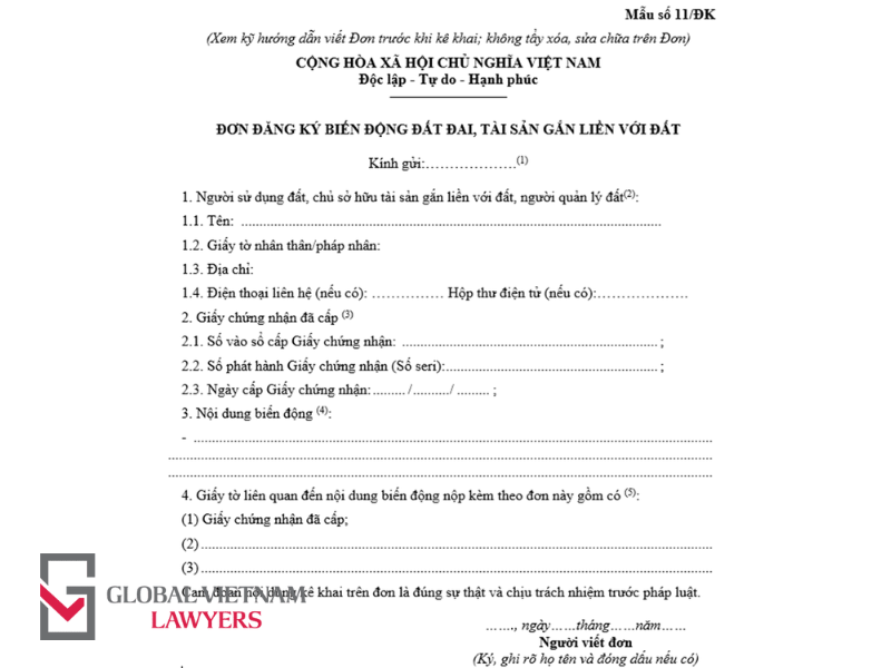 Quy trình thủ tục đăng ký biến động