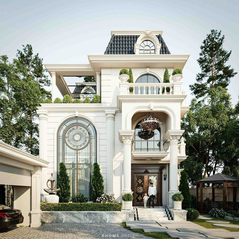 Mặt đứng biệt thự - phối cảnh phụ