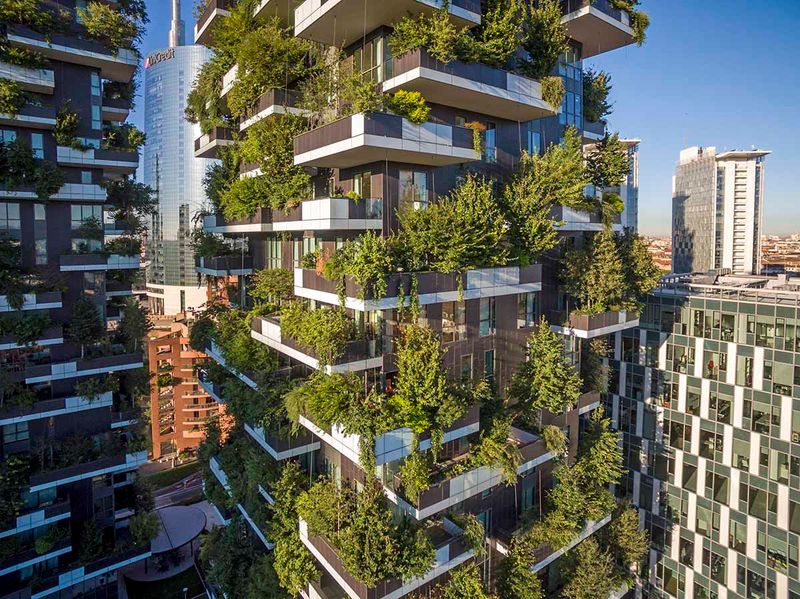 Ban công xanh và mảng facade