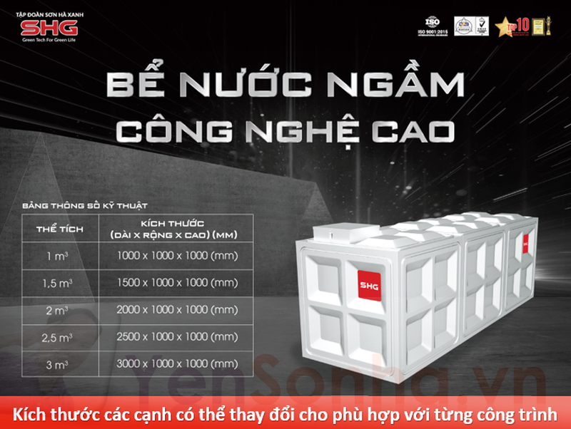 Kích thước bể nước ngầm inox