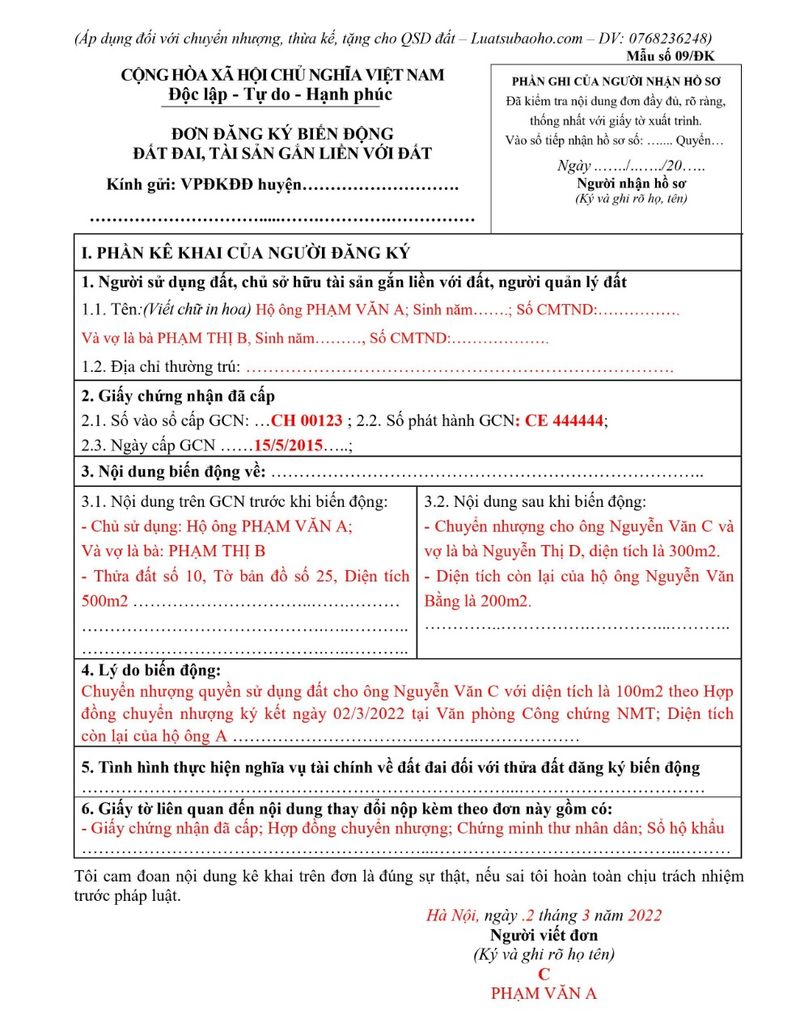 Mẫu đơn và hướng dẫn cách viết