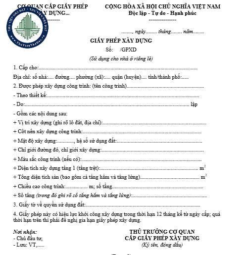 mẫu giấy phép