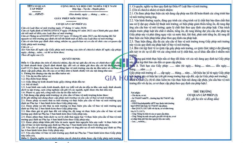 Thời điểm cấp giấy phép môi trường