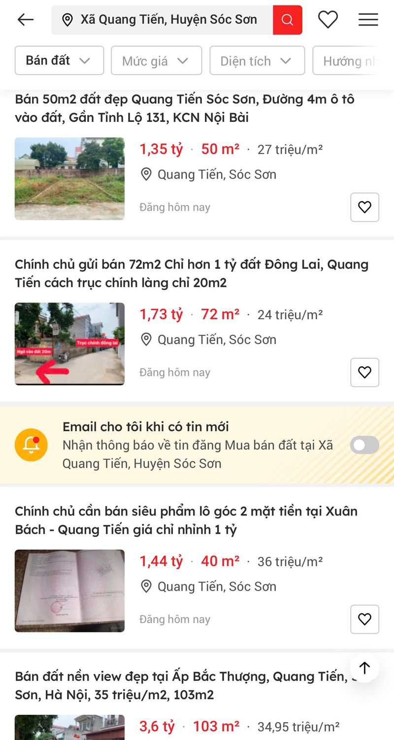 Hình ảnh các lô đất được đấu giá