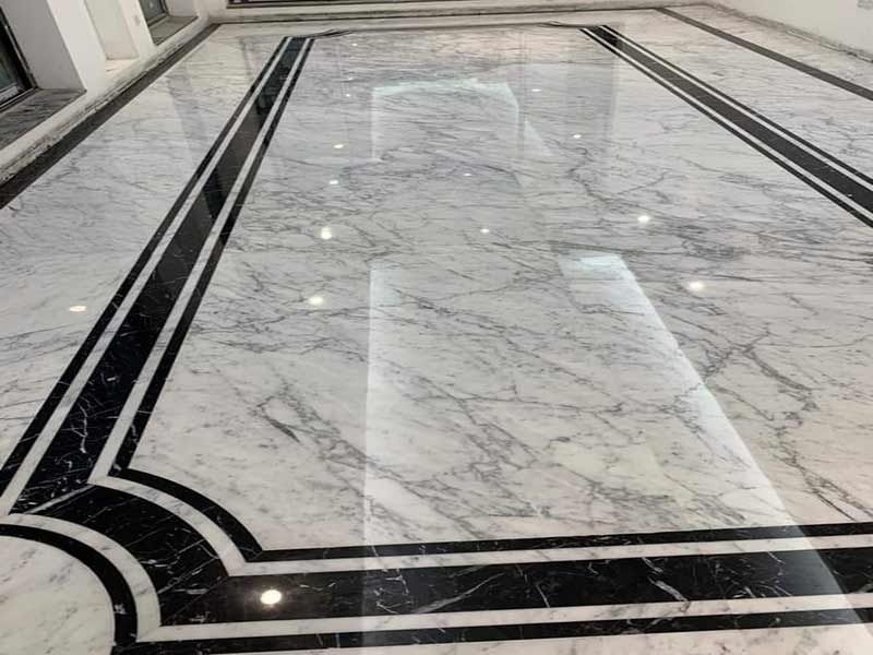 phối cảnh phòng khách đá marble
