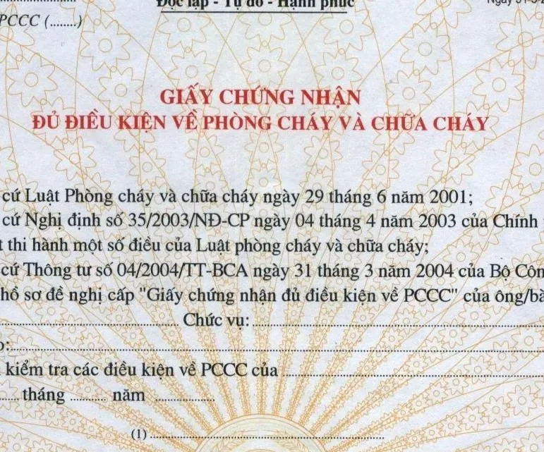 Thủ tục xin cấp giấy chứng nhận PCCC