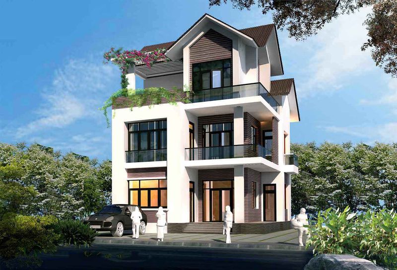 Không gian kiến trúc nội thất và mặt bằng mẫu biệt thự