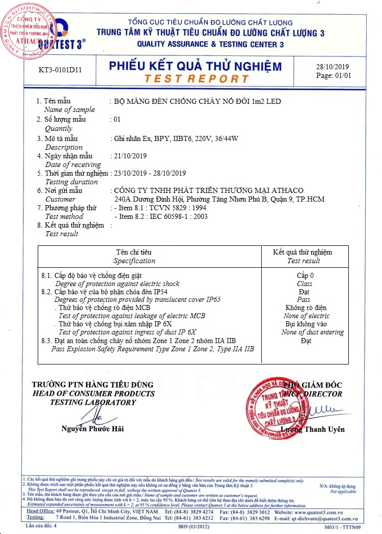 Giấy chứng nhận đèn chống nổ