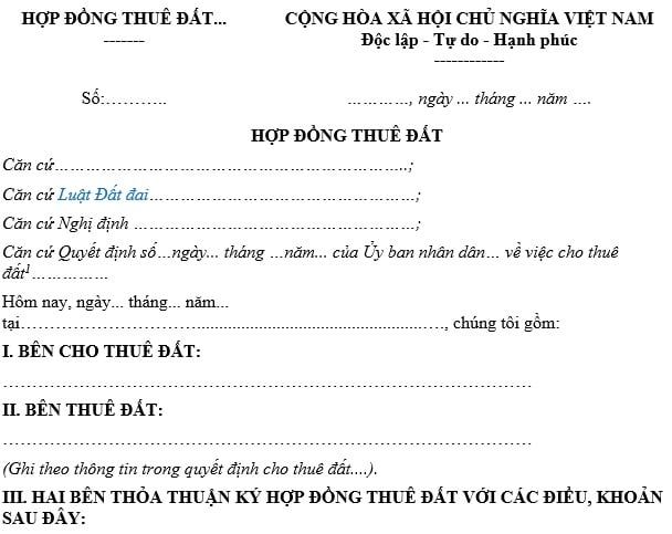 Hợp đồng thuê đất mới