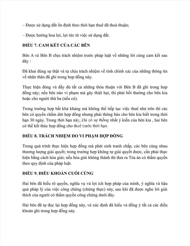 Hợp đồng thuê đất nông nghiệp
