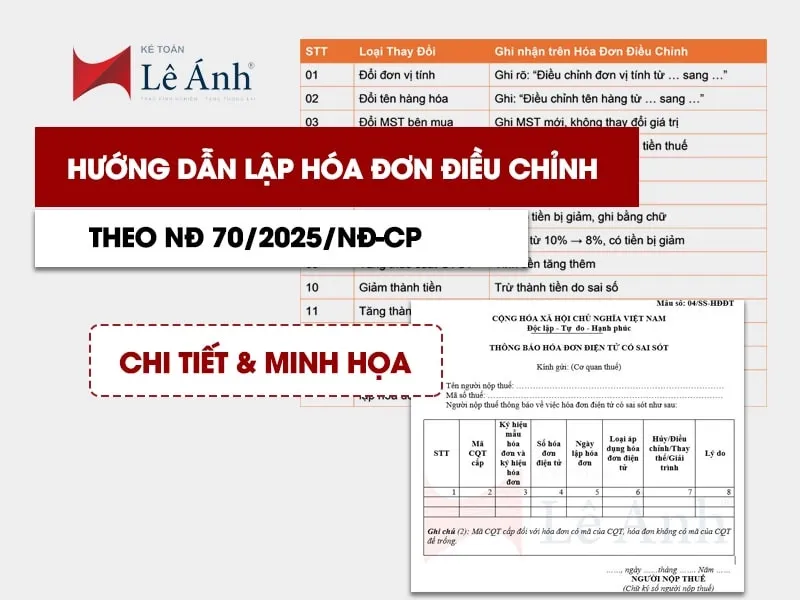 Hướng dẫn lập hóa đơn điều chỉnh theo NĐ 70