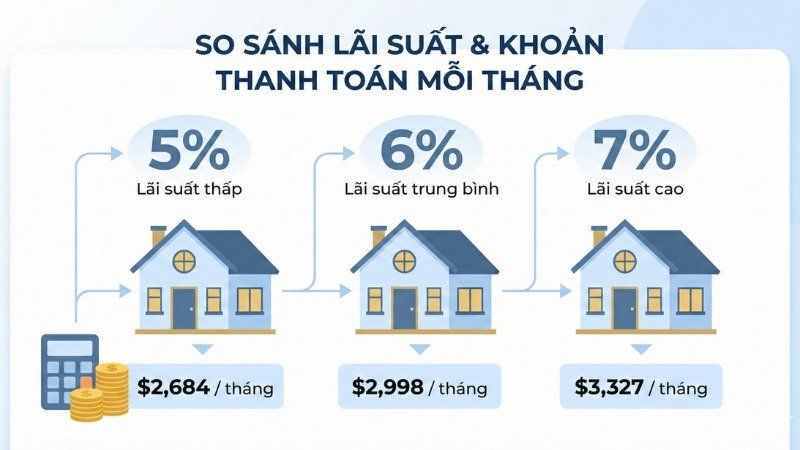 Lãi suất mortgage 2026 ảnh hưởng khoản trả góp