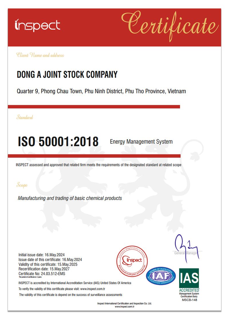 Mẫu chứng nhận ISO 50001