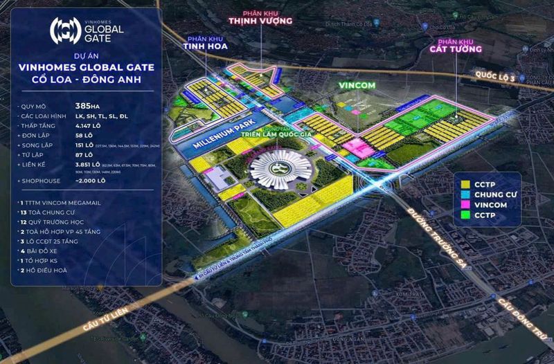 Hồ lớn trong Vinhomes Cổ Loa Global Gate