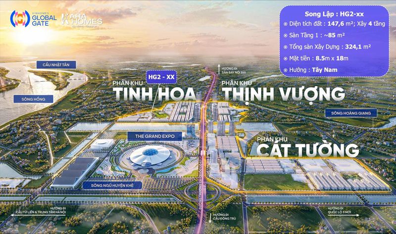 Mặt bằng song lập - phân khu Tinh Hoa