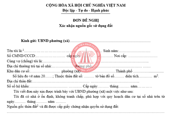 Xác nhận nguồn gốc đất